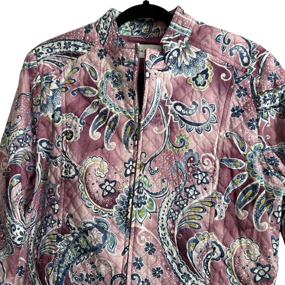 Alfred Dunner Purple Pink Paisley Quilted Zip Up Jacket Size 8 - Picture 4 of 5